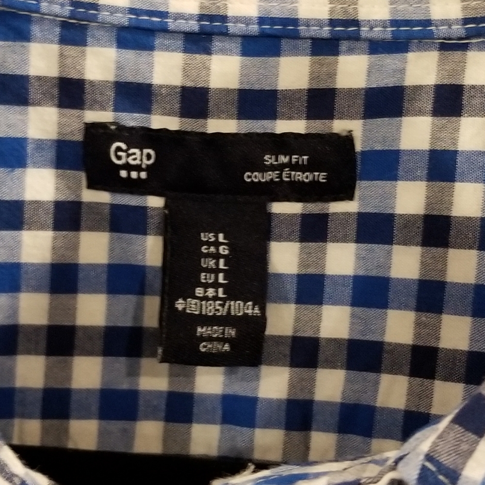 Gap Slim-Fit Gingham Button Down, L - image 3